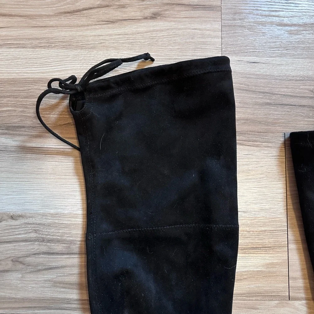 Black Over the Knee Boots with Chunky Heel - Picture 3 of 4